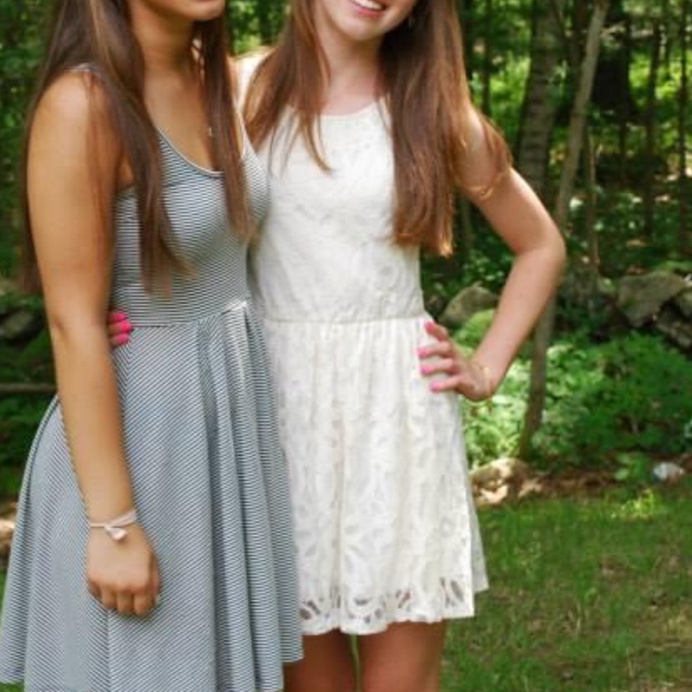 Short Ivory Lace Lined Skater Dress size S